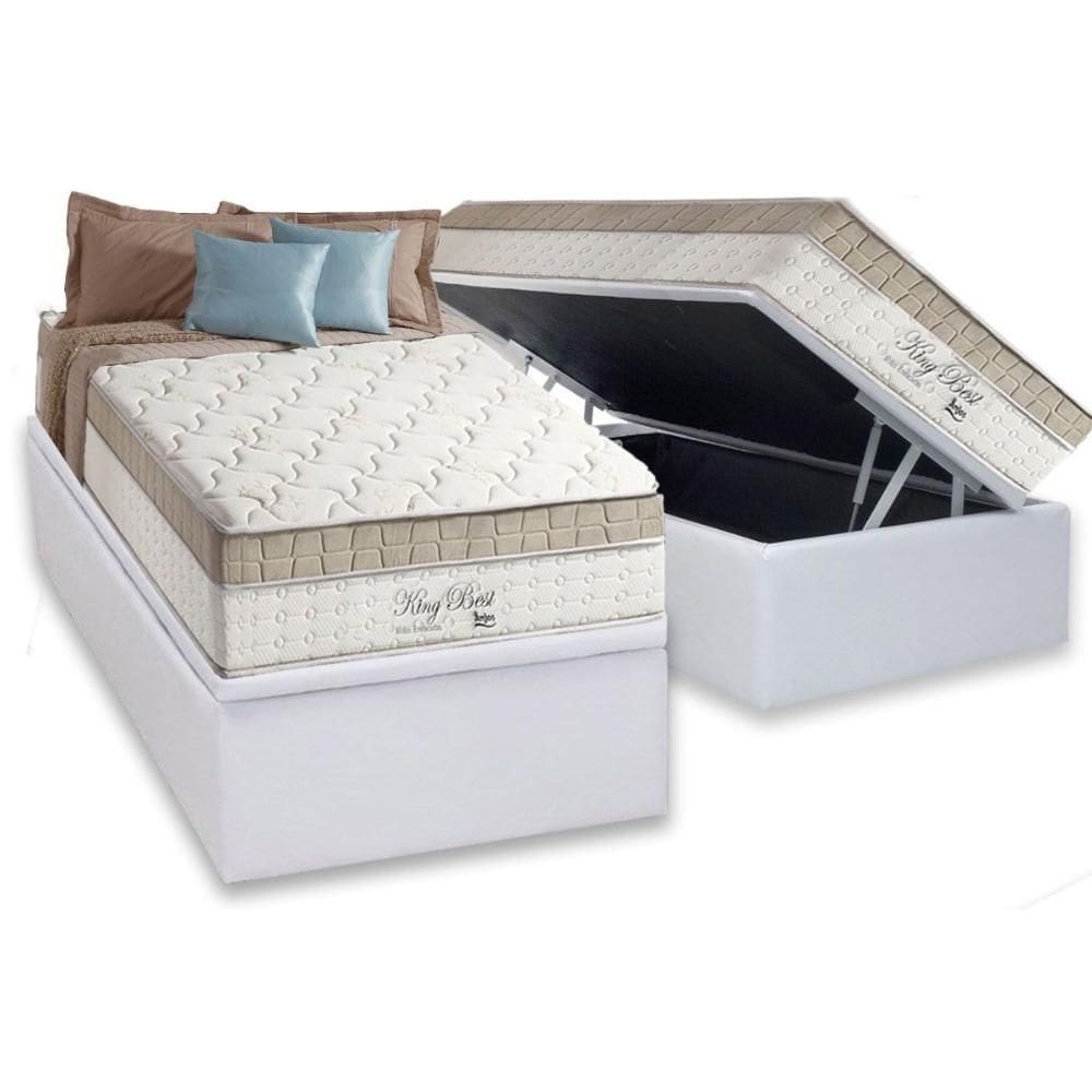 Cama Box Baú Solteiro: Colchão Molas Ensacadas D Angelis Anjos Conjunto Box Baú - Anjos de King Best + Box Baú Universal White (88x188)