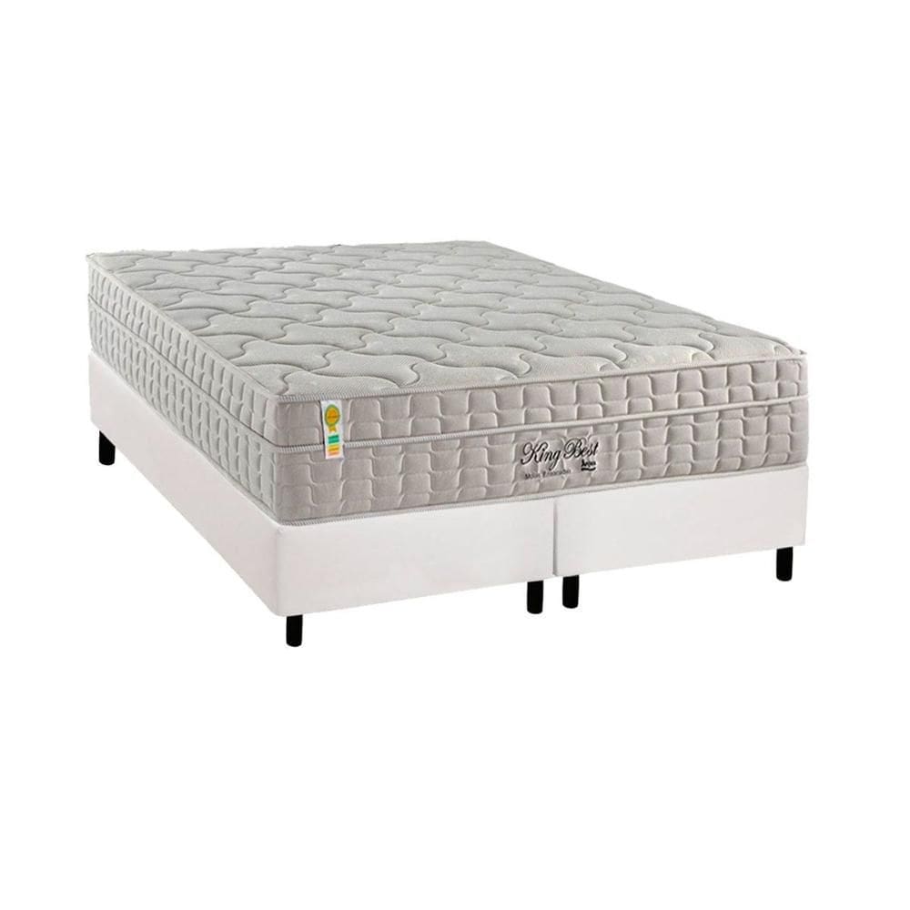 Cama Box : Colchão Molas Edição de Bolso Ensacadas D Angelis Anjos King Best New Clean + Base CRC Courano White (193x203)