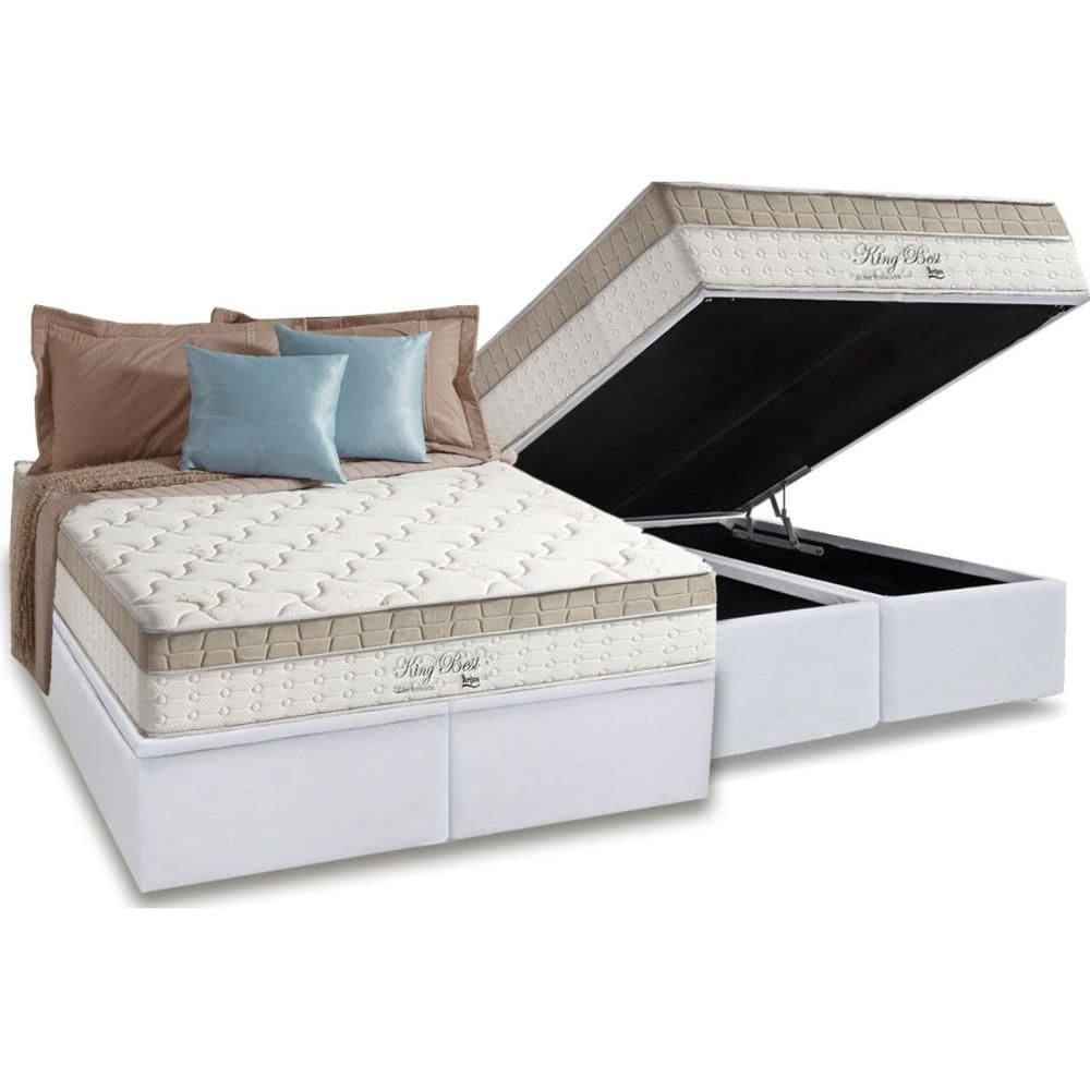 Cama Box Baú Queen: Colchão Molas  Ensacadas D Angelis Anjos Conjunto Box Baú - Anjos de King Best + Box Baú Universal White (158x198)