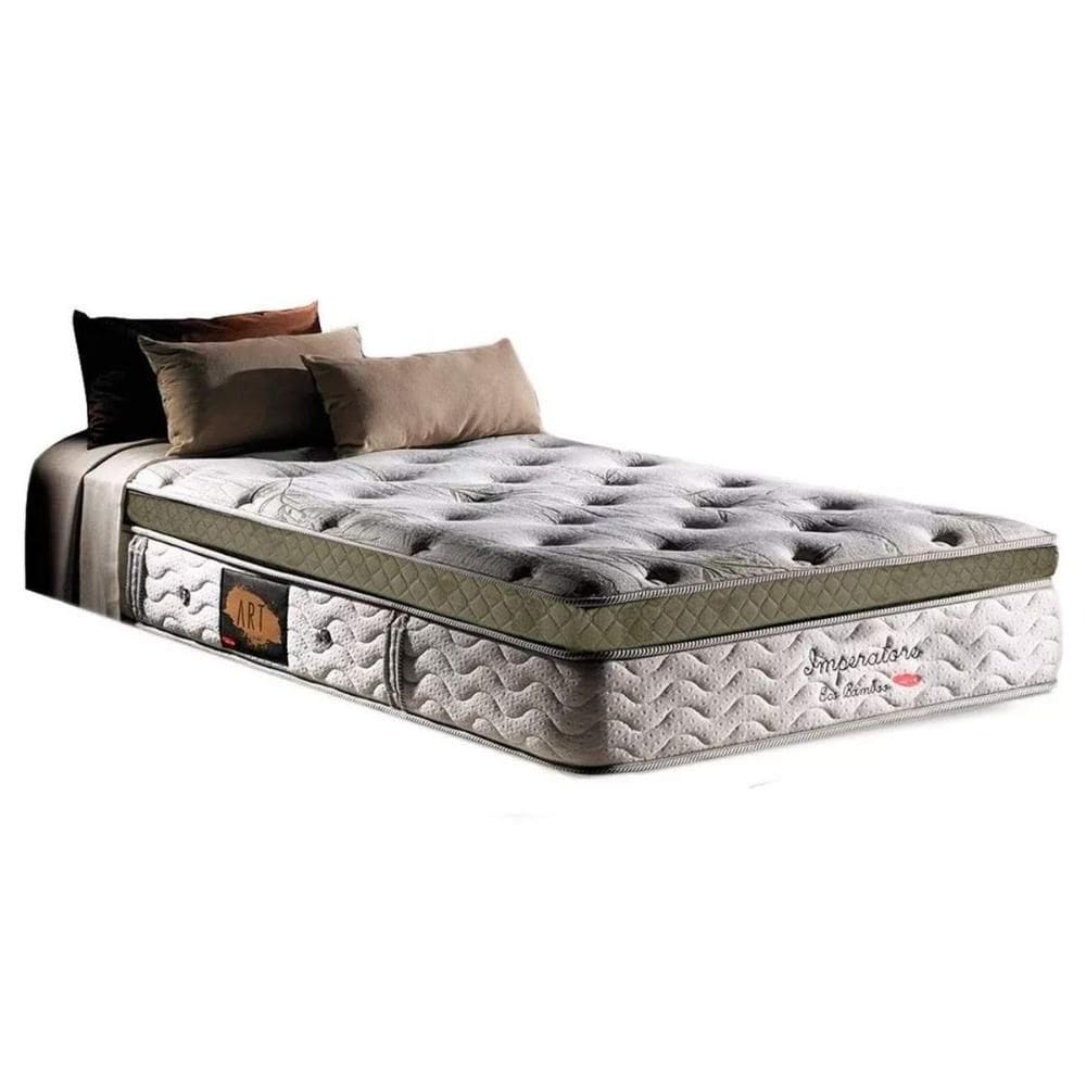 Colchão Solteiro Espuma Viscoelástico Visco Molas Ensacadas  Imperatore Eco Bamboo Euro Pillow (88x188x34) - Herval