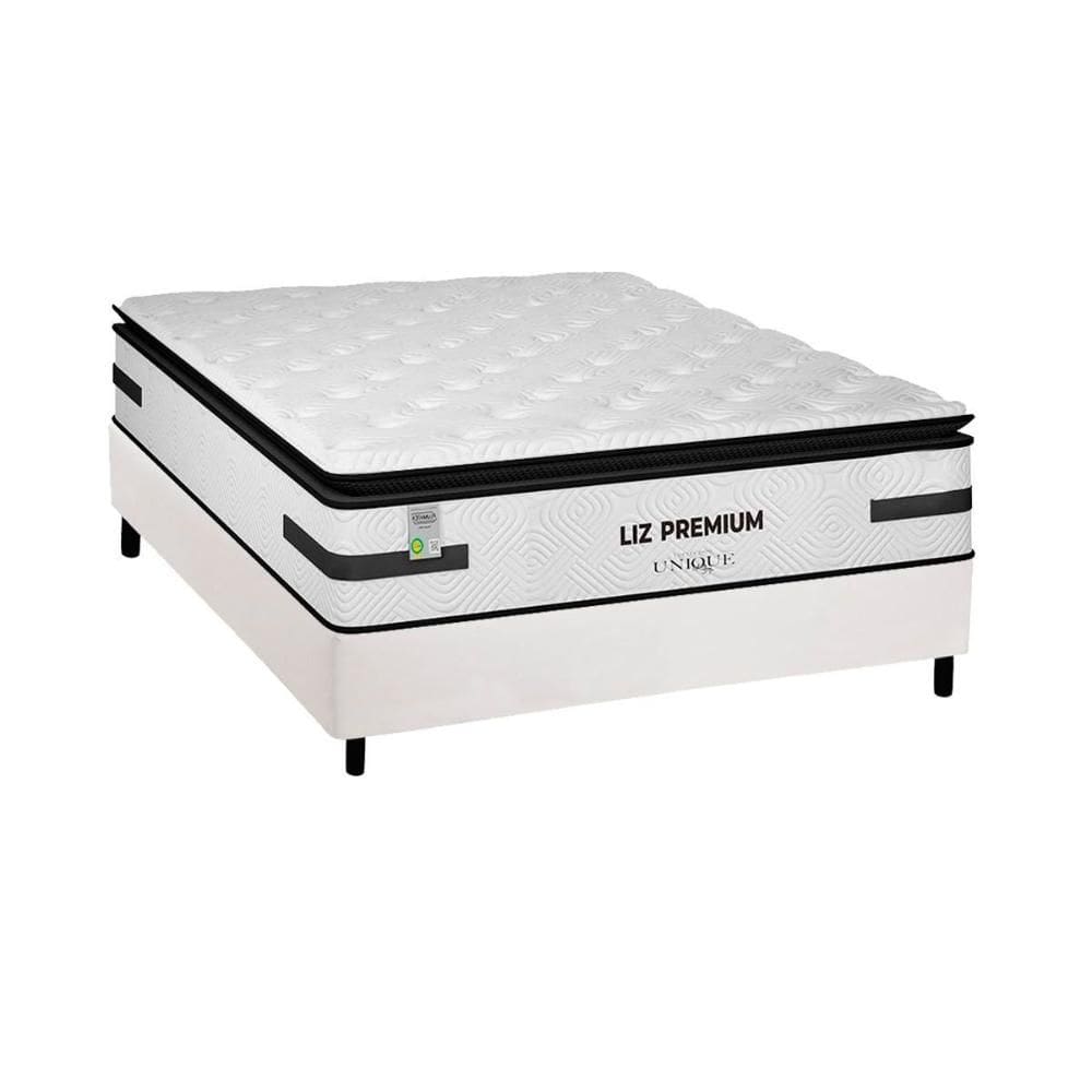 Cama Box Casal: Colchão Molas Ensacadas Plumatex Liz Premium D33 + Base CRC Courano White (138x188)