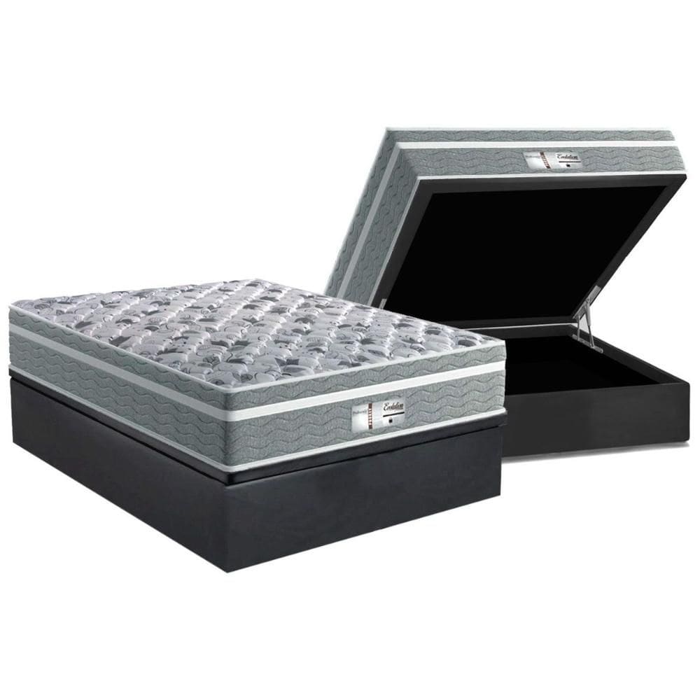 Cama Box Baú Casal: Colchão Molas  Ensacadas Probel Evolution Gray + Base CRC Suede Gray (138x188)