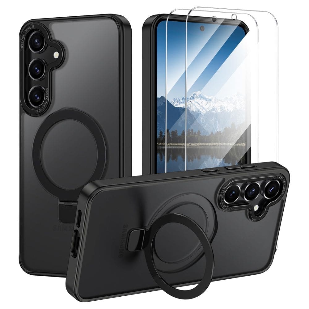 Capa de telefone Shecaset para Samsung Galaxy S24 FE com suporte preto