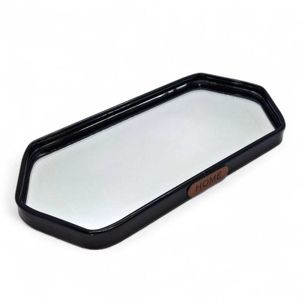 Bandeja Espelhada Decorativa Preta Sala Lavabo 24cm