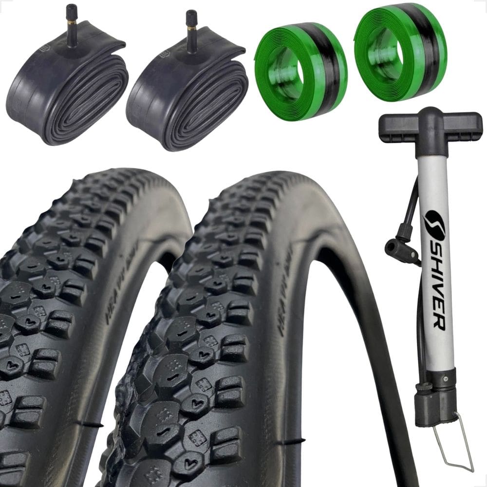 PAR Pneu Bike Bicicleta Mtb Shiver Scorpion Excess Aro 26 x 1.95 banda leve + PAR Camara bomba fita