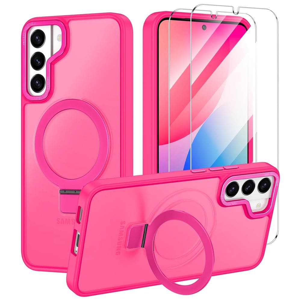 Capa Shecaset para Samsung Galaxy S22 Plus com suporte rosa choque