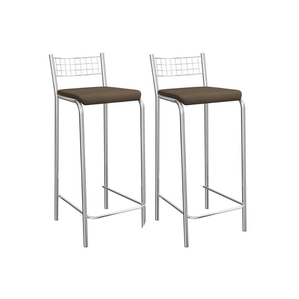 Kit 2 Banqueta de Cozinha Gênova 2B705CR Aço 2 Un Cromado/Suede Cappuccino - Kappesberg