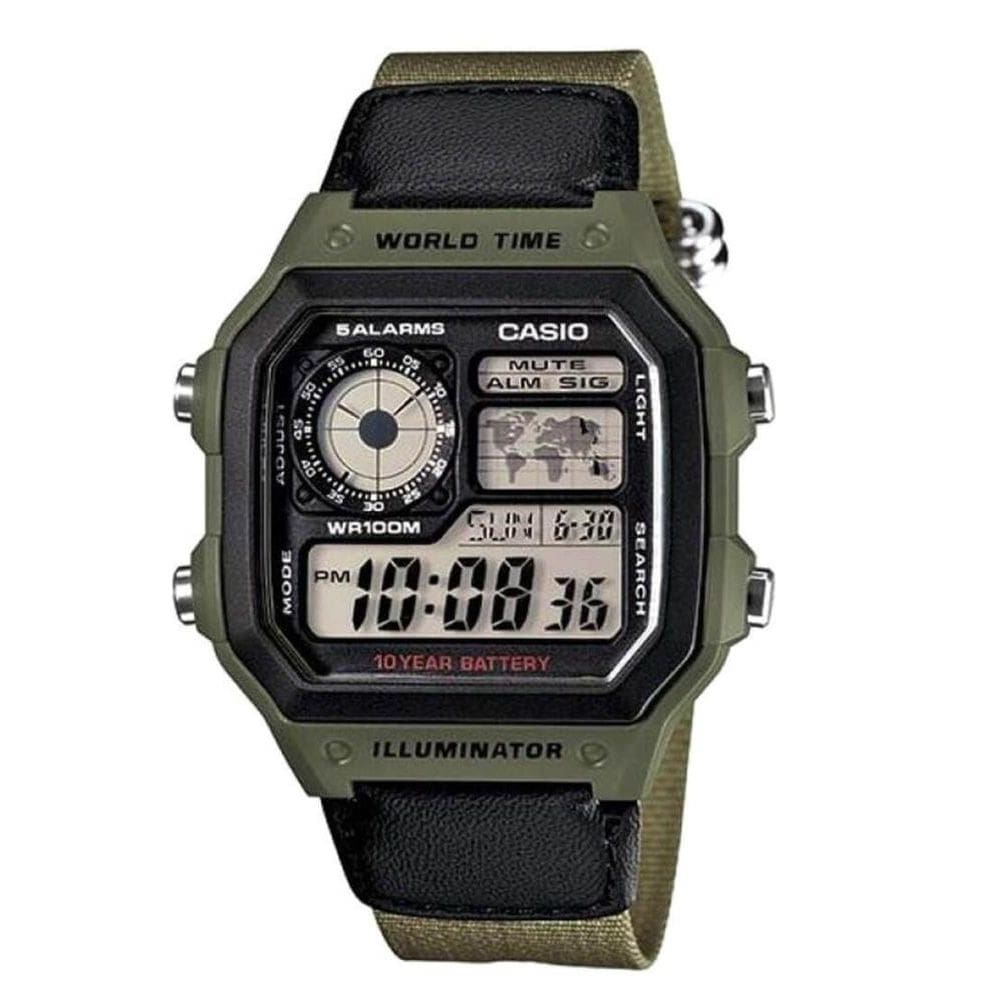Relógio Masculino Digital Casio Multifunção AE1200WHB3BVDF - Verde