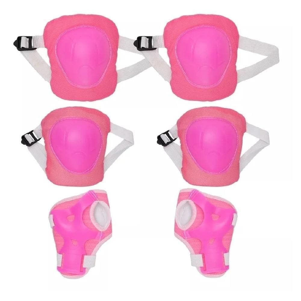 Kit De Proteção Infantil Joelheira Cotoveleira Protetor De Pulso Radical Acessorios Skate Patins Bike Esportes Rosa;