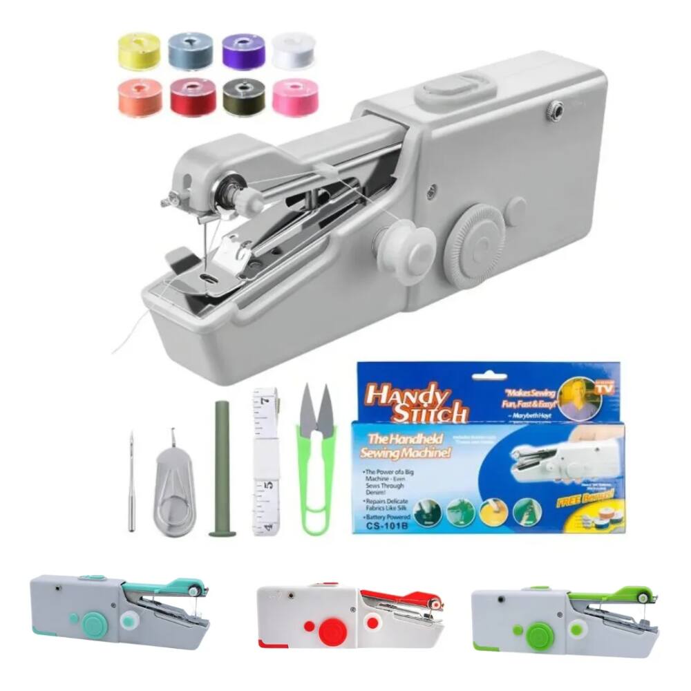Mini Máquina de Costura Manual Portàtil De Mão A Pilha Multifucional Branca