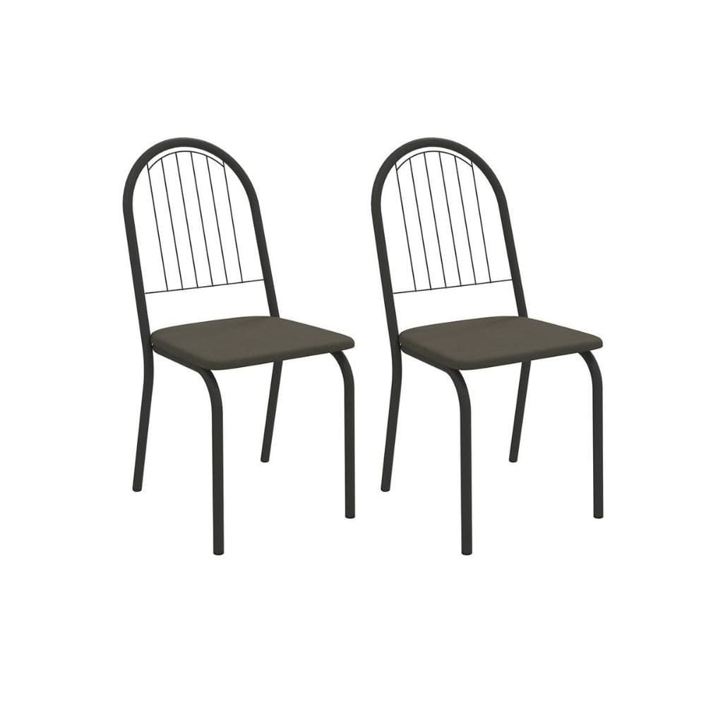 Cadeira de Cozinha Noruega 2C077PRF Aço Kit 2 Un Preto/Suede Escuro - Kappesberg