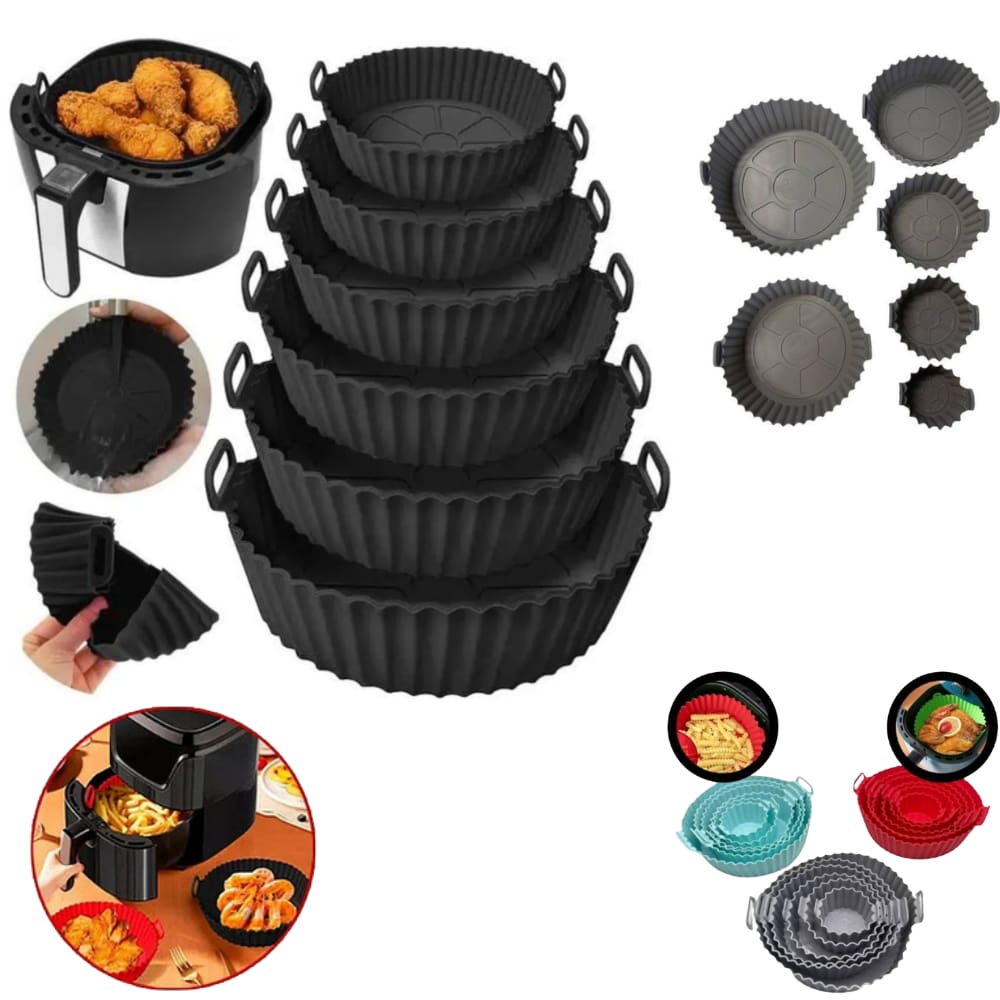 Kit Conjunto 6 Peças de Forma de Silicone Assadeira Airfryer Antiaderente Forro Reutilizàvel