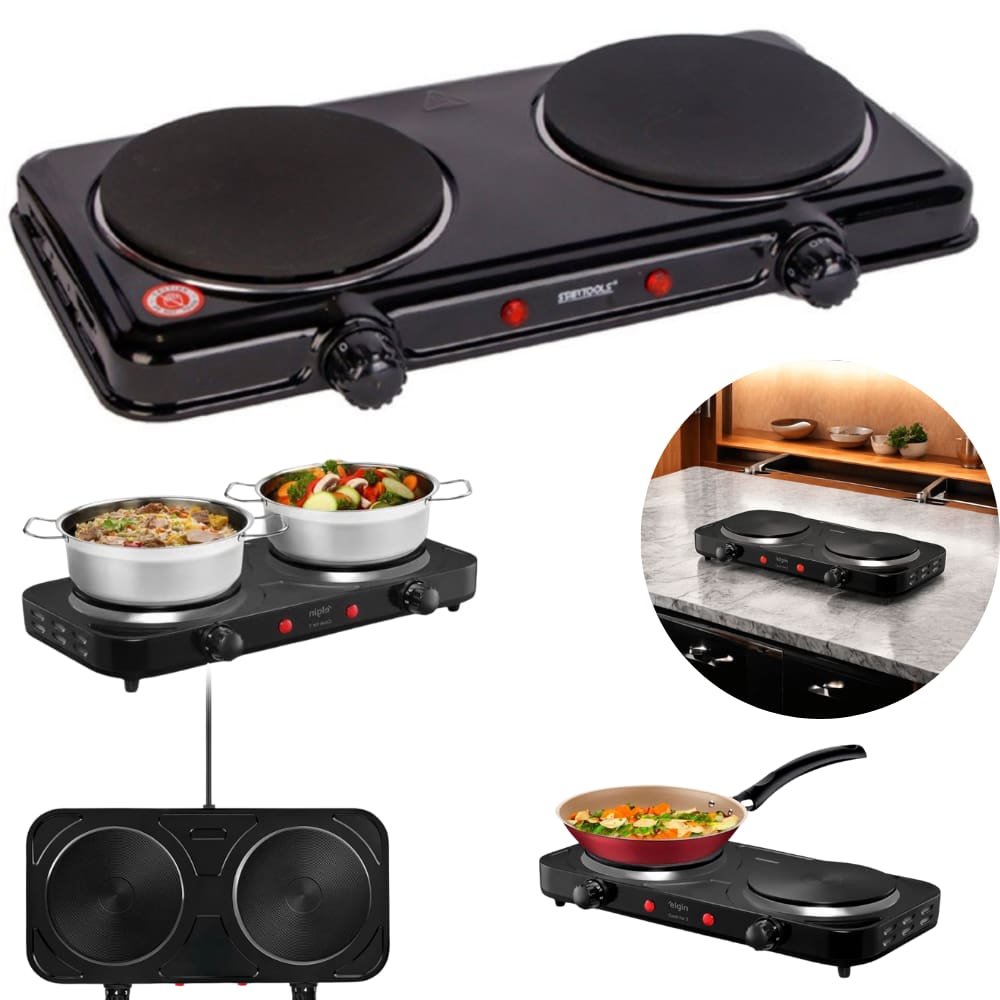 Fogão Elétrico Portátil De Mesa Cooktop 200W 2 bocas 220V Jogareiro De Indunção