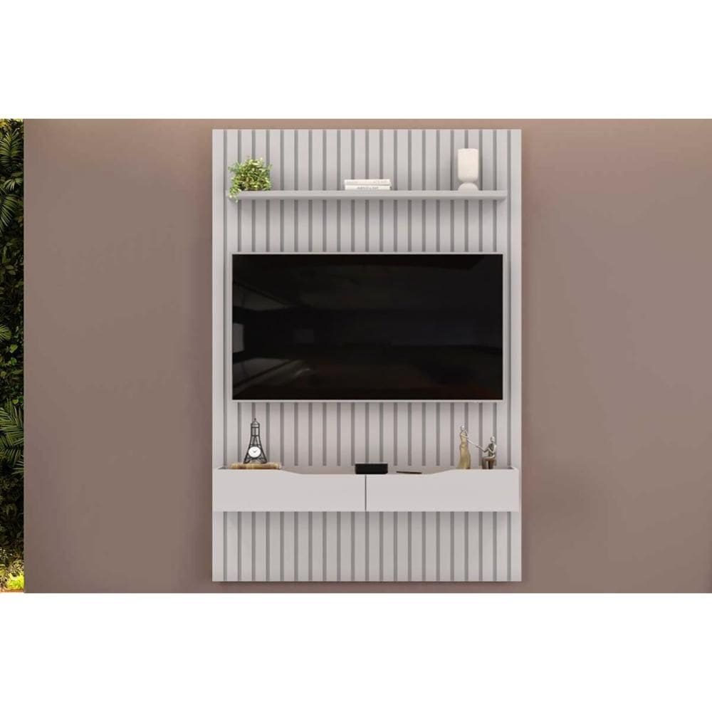 Estante p/ Sala até 55 Pol Pratic Ripado c/ 2 Gavetas 143x240cm Bali - DJ Móveis