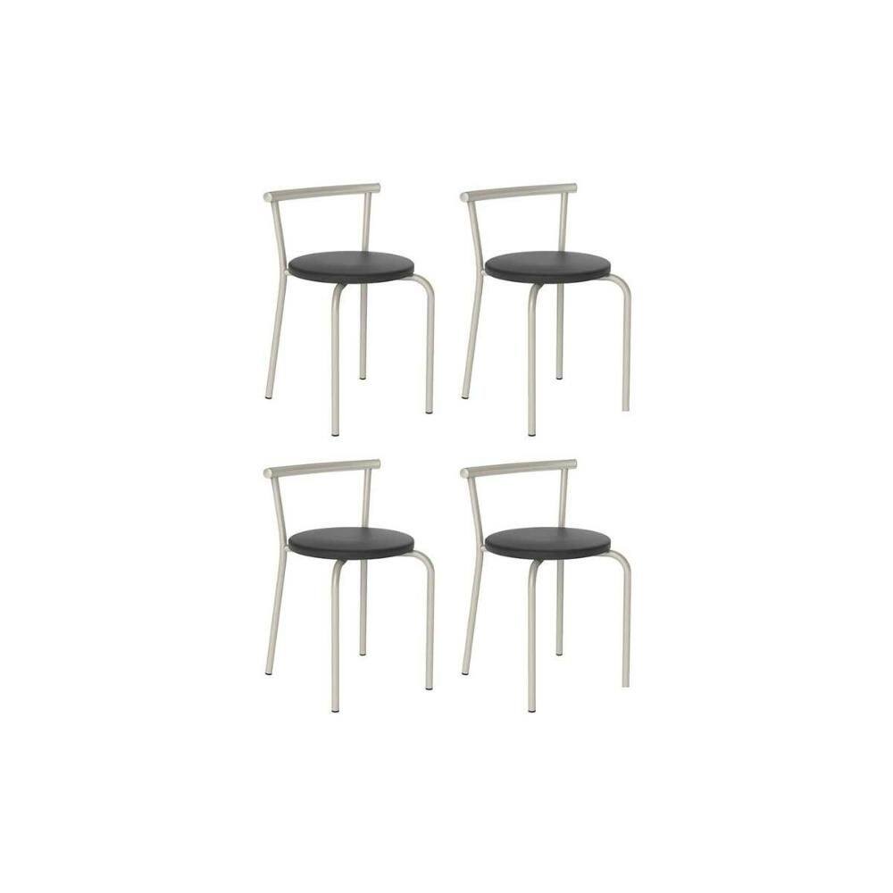 Banqueta de Cozinha 105 Kit 4 Uni Prata/Courano Preto - Carraro