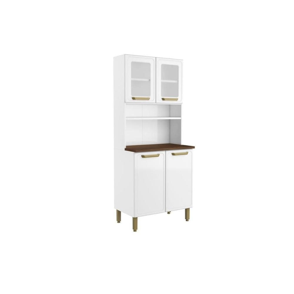 Cozinha Compacta Bella c/ 4 Portas (2 c/ Vidro) 80cm Branco - Bertolini