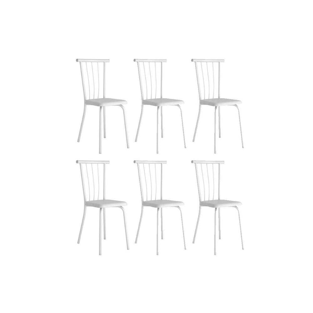 Kit 6 Cadeiras de Cozinha 154 Aço 6 Uni Branco/Courano Branco - Carraro