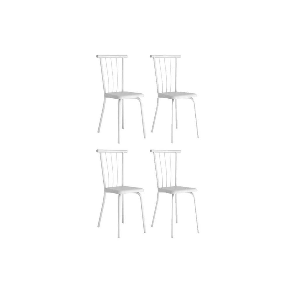 Kit 4 Cadeiras de Cozinha 154 Aço 4 Uni Branco/Courano Branco - Carraro