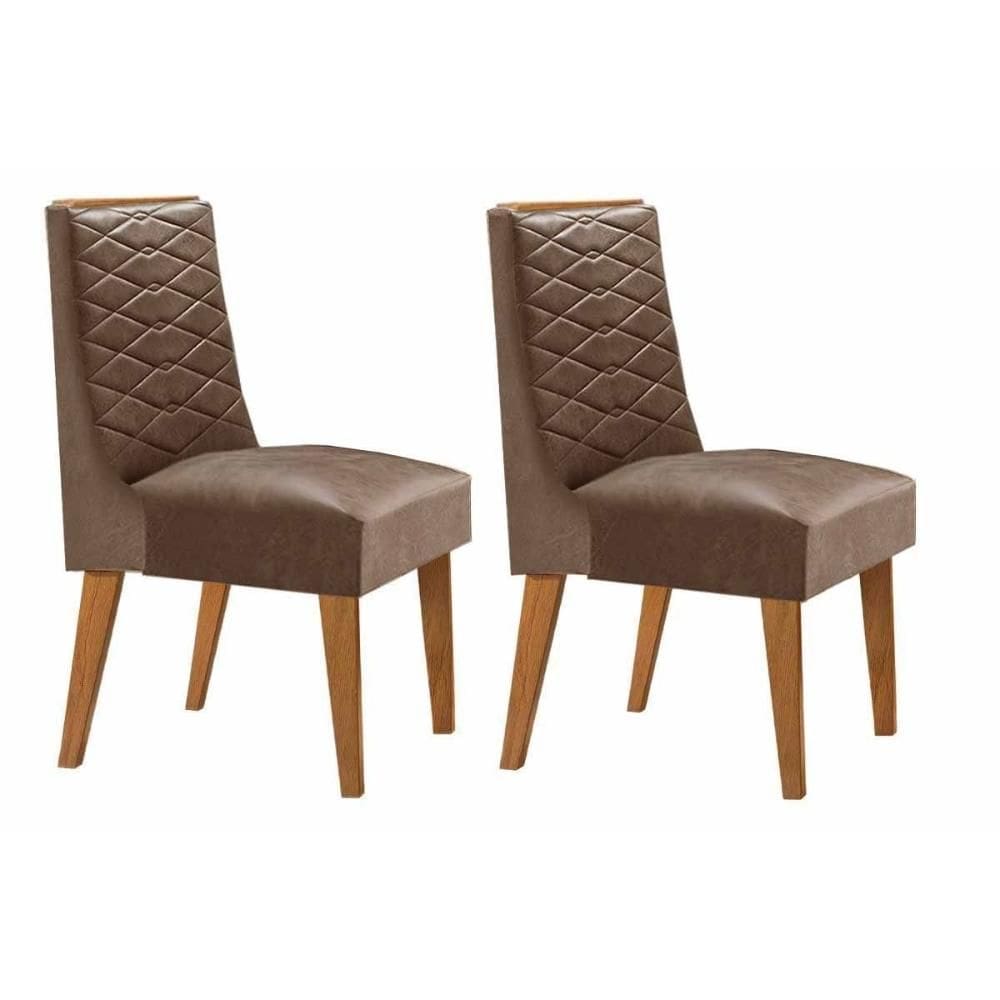 Cadeira de Cozinha Dafne Kit 2 Un Madeira Capuccino/Courano Capuccino - Rufato