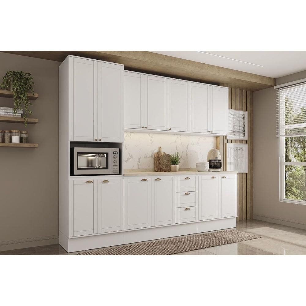 Cozinha Modulada Carraro Bella 5 Peças (2Aéreos+2Balcões+1Paneleiro) C5P121 Branco-Carraro