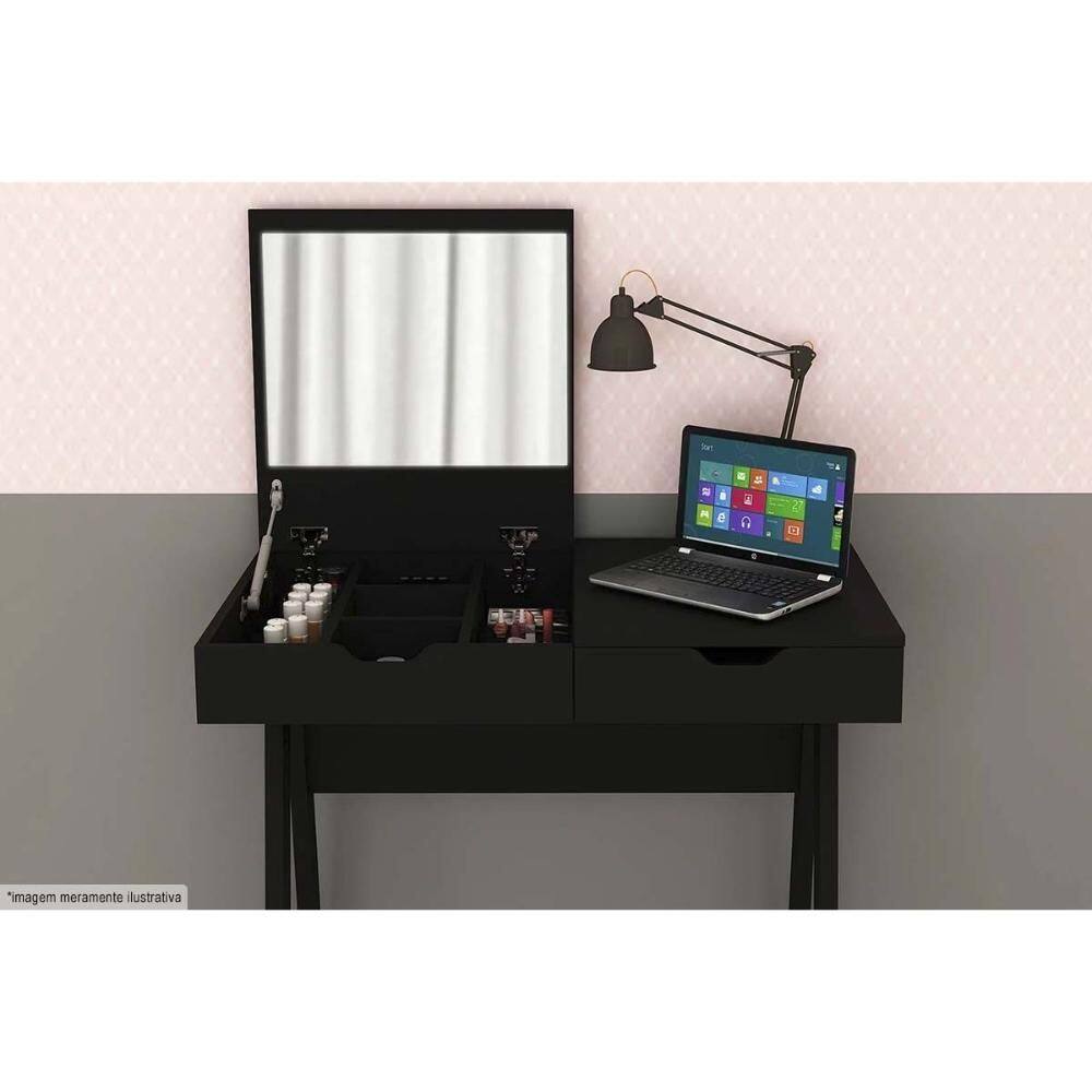 Penteadeira Infantil PE-2019 c/ 1 Espelho Preto - Tecno Mobili