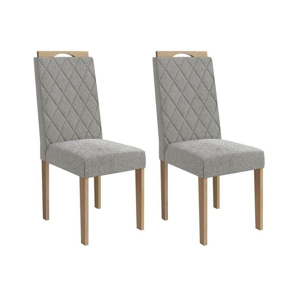 Cadeira de Cozinha Camélia 2CAD153 Madeirado Kit 2 Un Carvalho/Boucle Cinza - Kappesberg