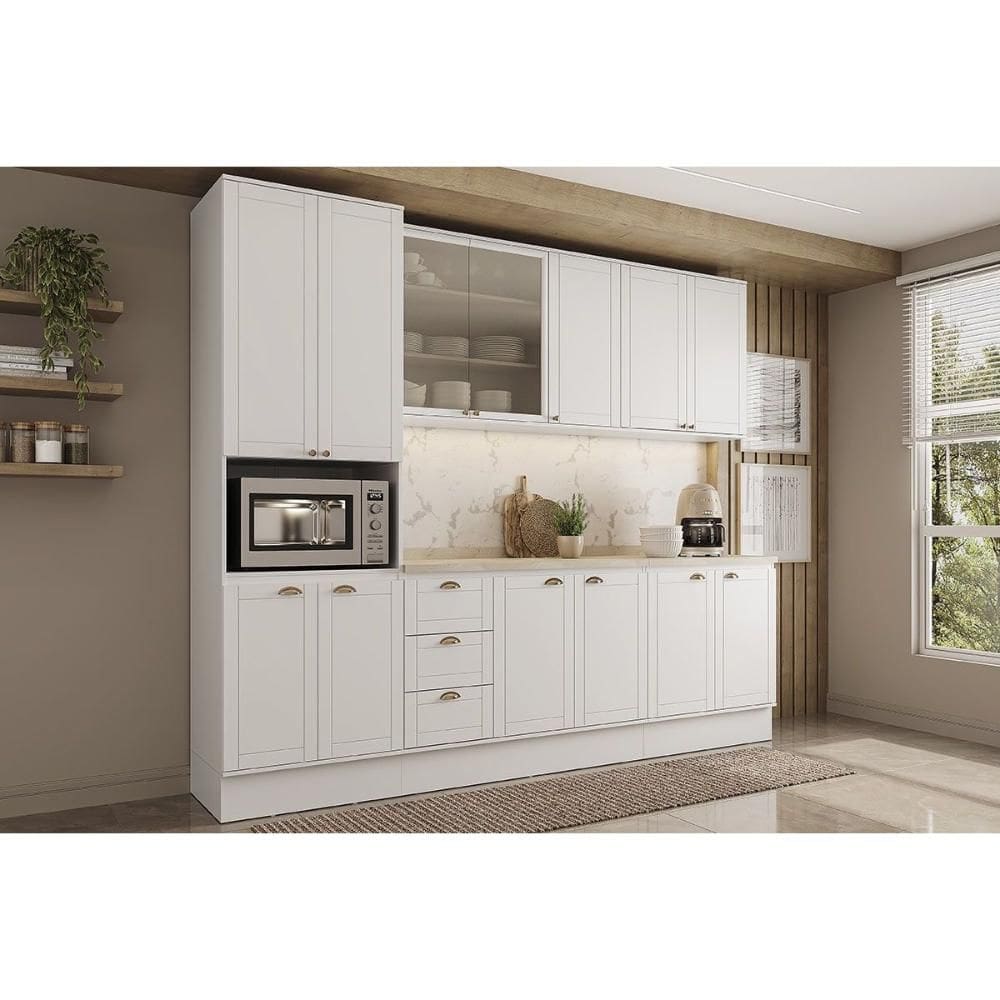 Kit Cozinha Modulada 5 Peças Bella (2Aéreos+2Balcões+1Paneleiro) C5P120 Branco - Carraro