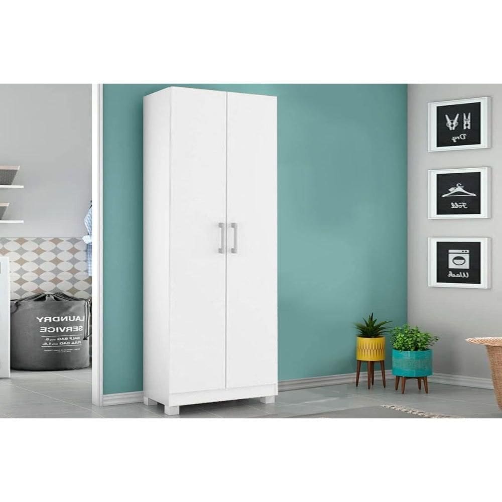 Armário Multiuso Casal 626 c/ 2 Portas e Pés Branco - Carraro