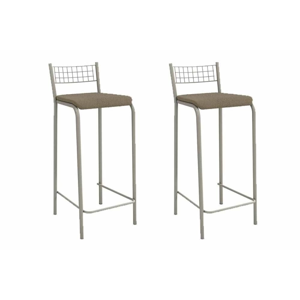 Banqueta de Cozinha Gênova 2B705NK Aço Kit 2 Un Niquel/Boucle Bege Fendi - Kappesberg