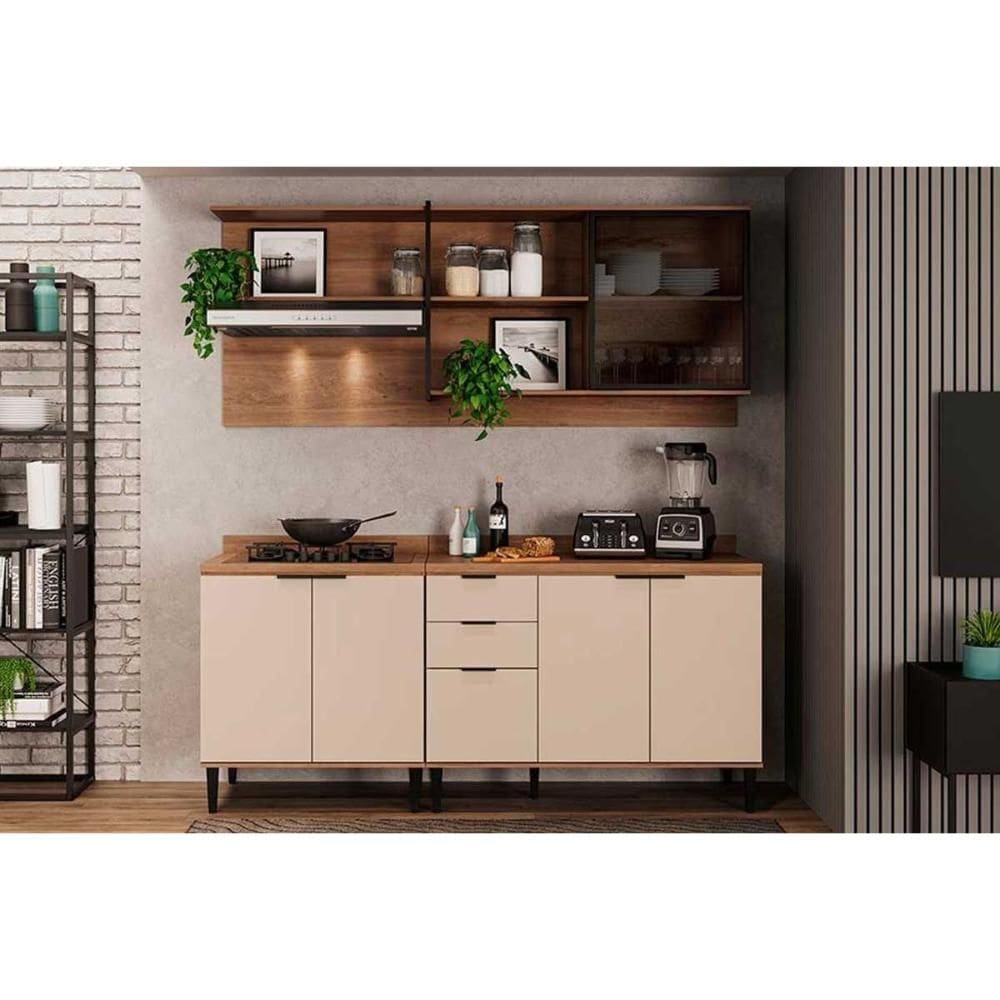 Kit Cozinha Modulada 3 Peças Alpha (1Aéreo+2Balcões) C3P37 Freijo/Off White - Carraro