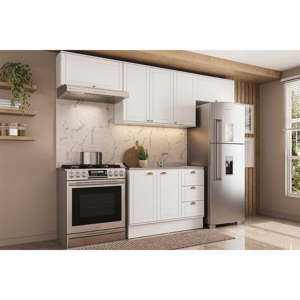 Kit Cozinha Modulada 4 Peças Bella (3Aéreos+1Balcão) C4P171 Branco - Carraro