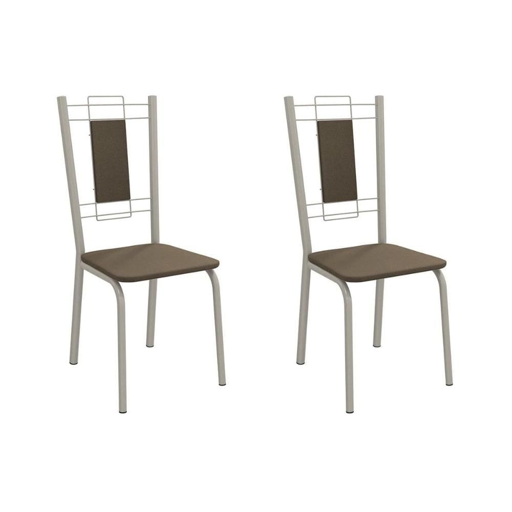 Cadeira de Cozinha Florença 2C005NK Aço Kit 2 Un Niquel/Suede Cappuccino - Kappesberg