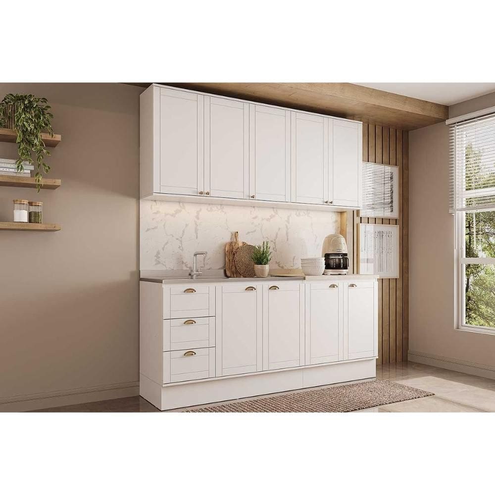 Cozinha Modulada Carraro Bella 4 Peças (2Aéreos+2Balcões) C4P167 Branco-Carraro