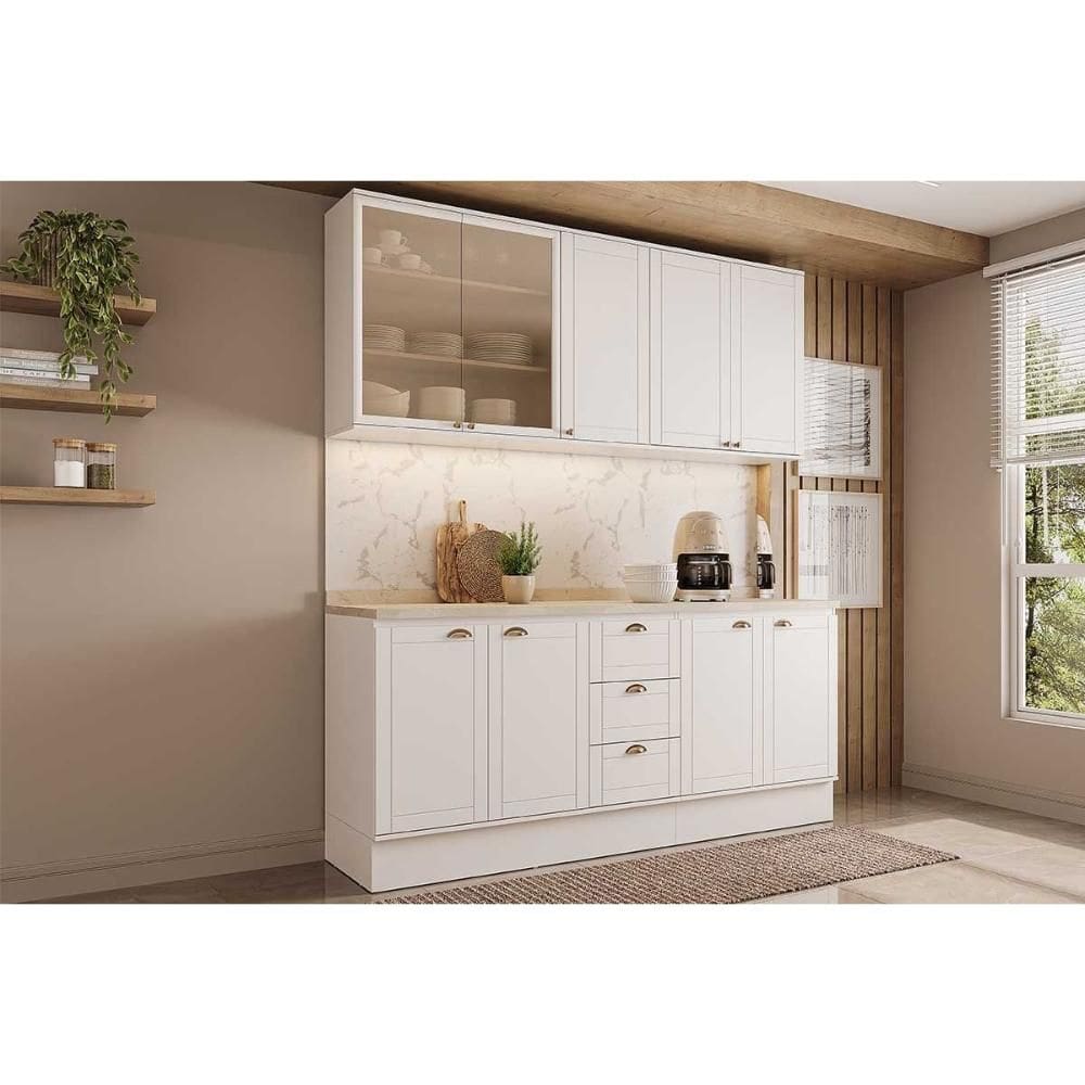 Cozinha Modulada Carraro Bella 4 Peças (2Aéreos+2Balcões) C4P168 Branco-Carraro
