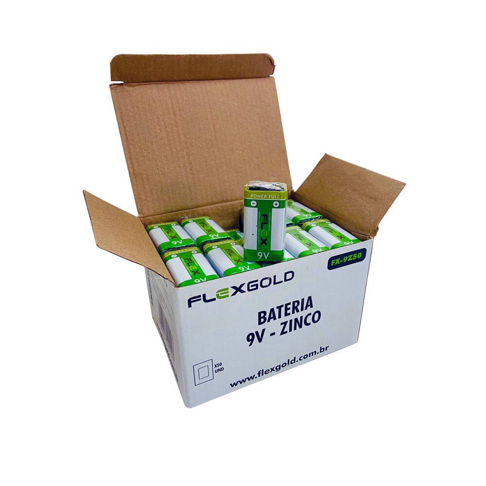 Bateria Zinco 9v Flex Caixa Com 50 Unidades Fx-9z50