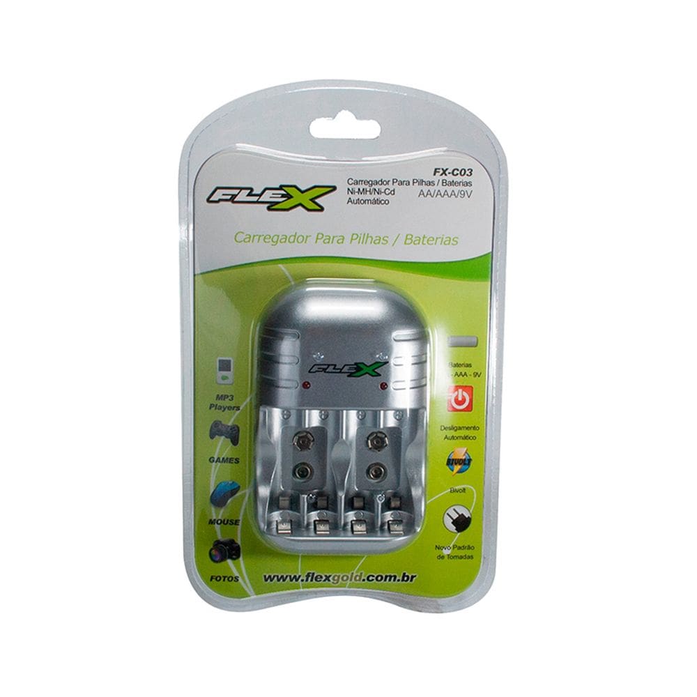 Carregador De Bateria Flex Fx-c03
