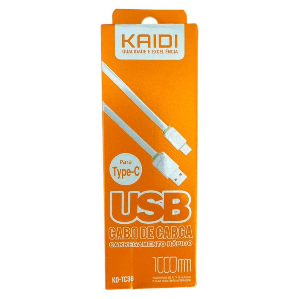 Cabo de Dados USB + Type C 1M 2.4A - Kaidi