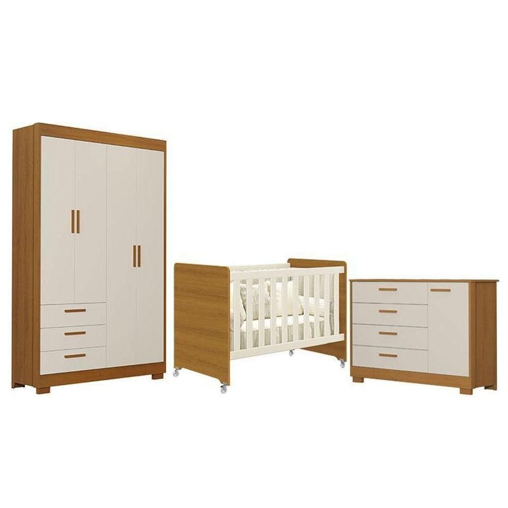 Quarto De Bebê Zaki E Berço Americano Evolution 4 Em 1 Areia Acetinado Savana - Reller