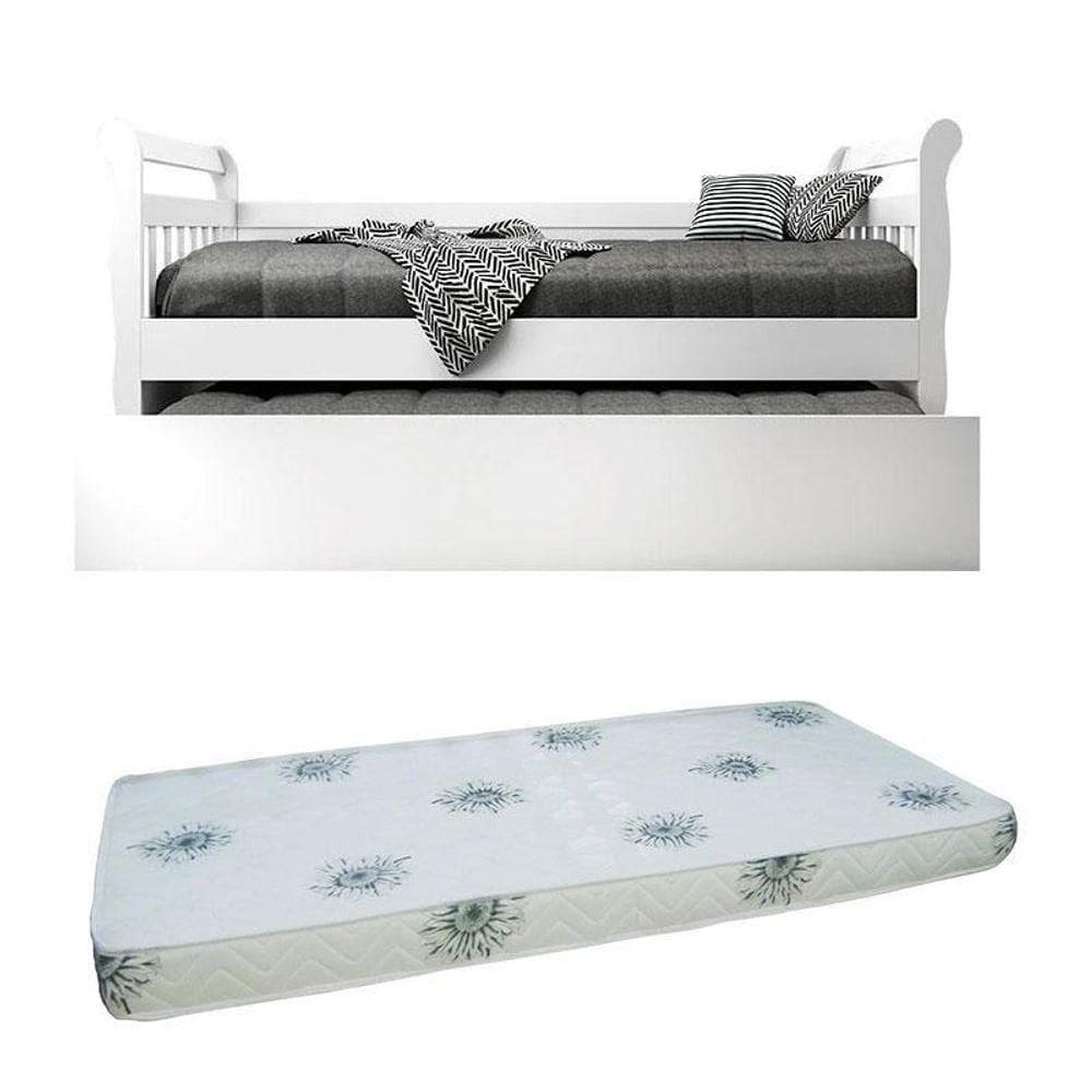 Bicama Babá Júlia Branco Brilho Com 2 Colchões ? Carolina