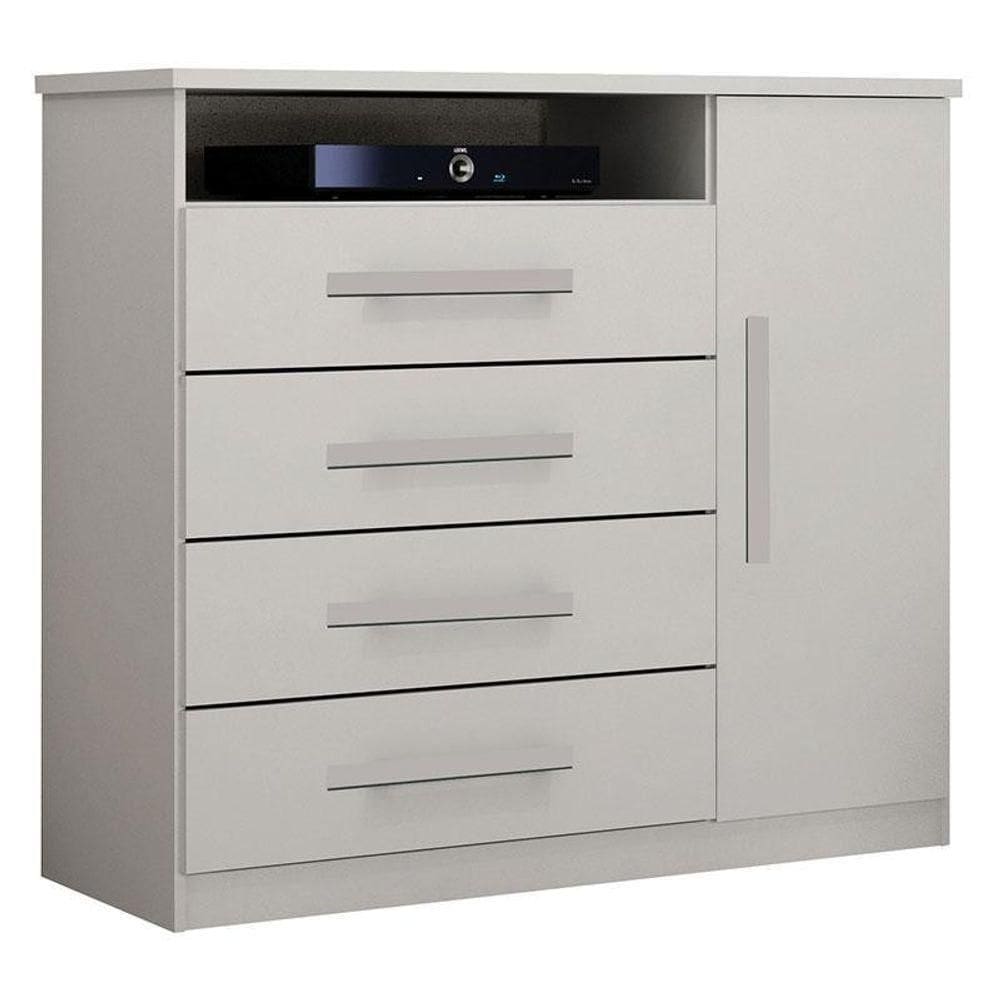 Cômoda Diamante 4 Gavetas 1 Porta Branco ? Leifer Móveis