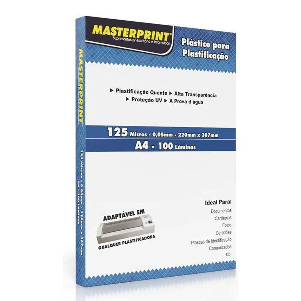Caixa De Plástico Para Plastificação A4 220x307mm 100 Lâminas - Masterprint