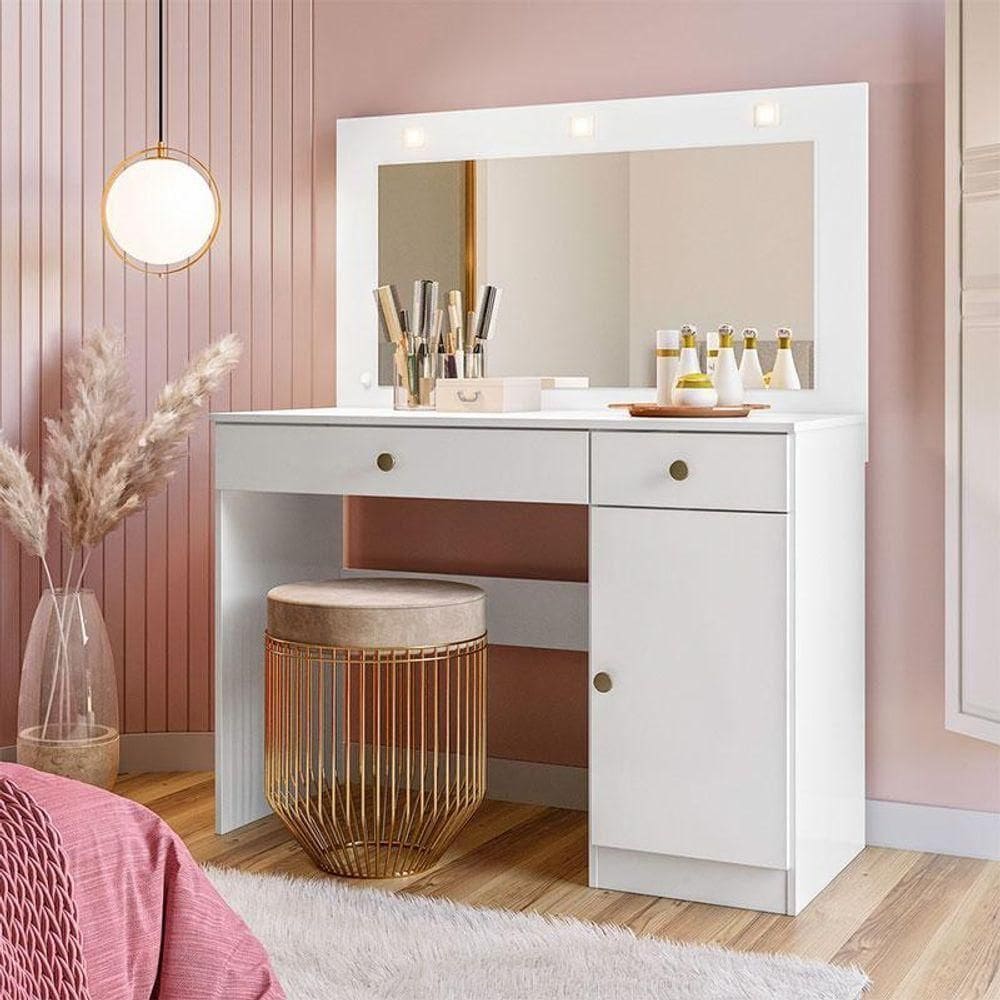 Penteadeira Camarim Ambiente Bella Branco Brilho - Moval