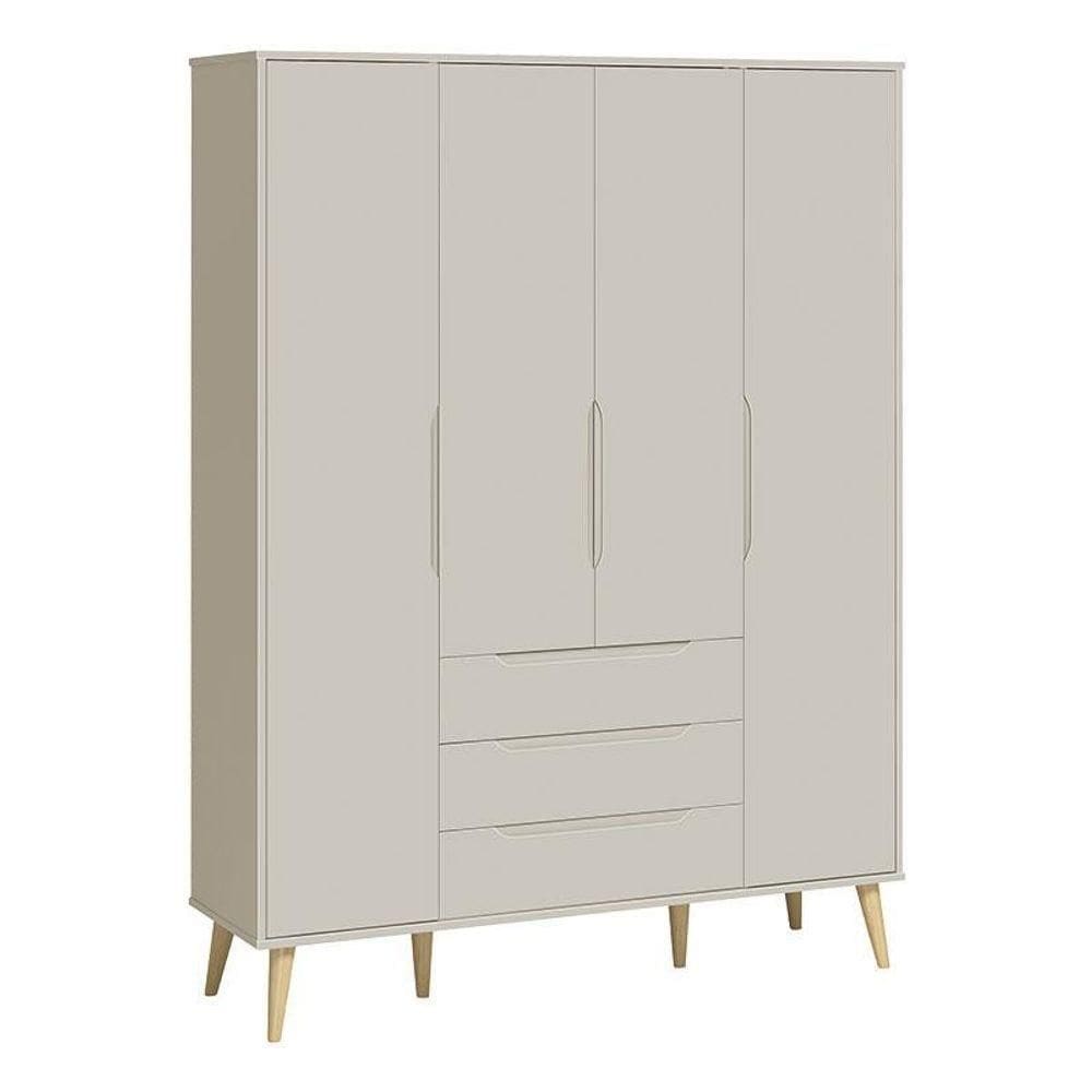 Guarda Roupa Infantil Retrô Elfe Areia Acetinado Natural - Reller