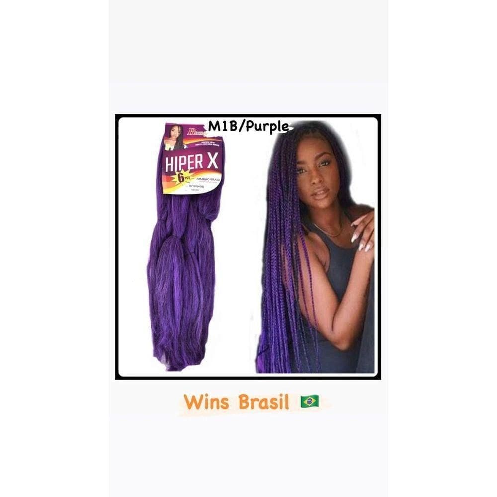 Jumbão Pacotão 400g Trança Braids Alta Qualidade Hiper X Cores:m1b-purple(pretoc-roxo)