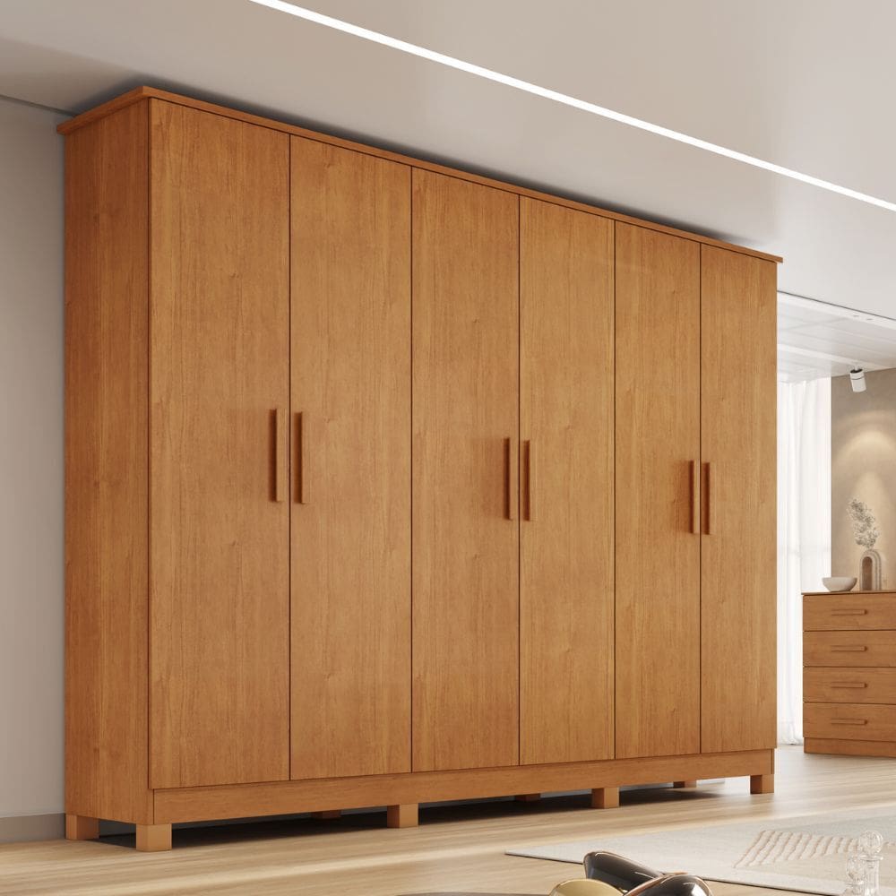 Guarda Roupa Casal 6 Portas com Pés em MDF Nina Bianchi