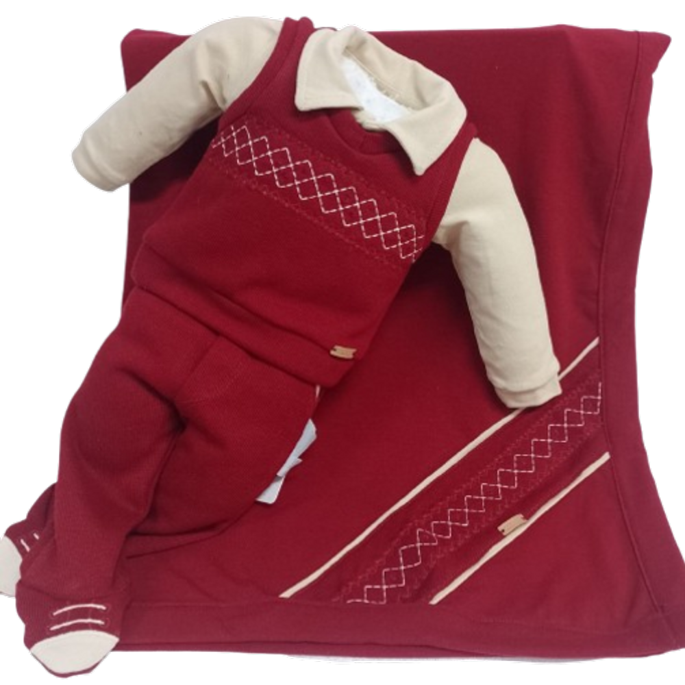 Saída Maternidade Bebê Menino 4Pçs Body Calça Paraiso 16907