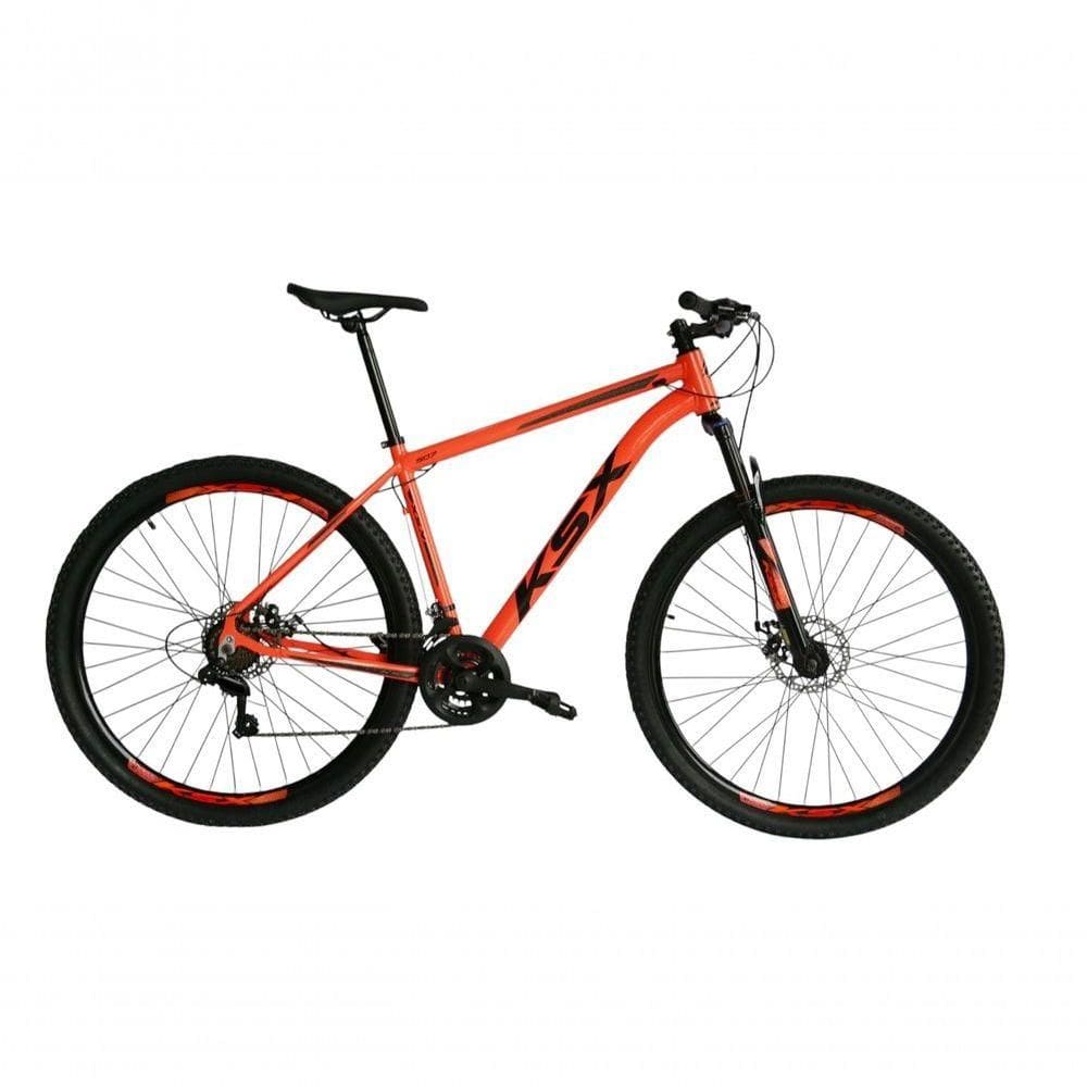Bicicleta Aro 29 Ksx Sd7 21v Cabos Internos Alumínio Freios A Disco Garfo Suspensão Laranja Preto Tamanho 19