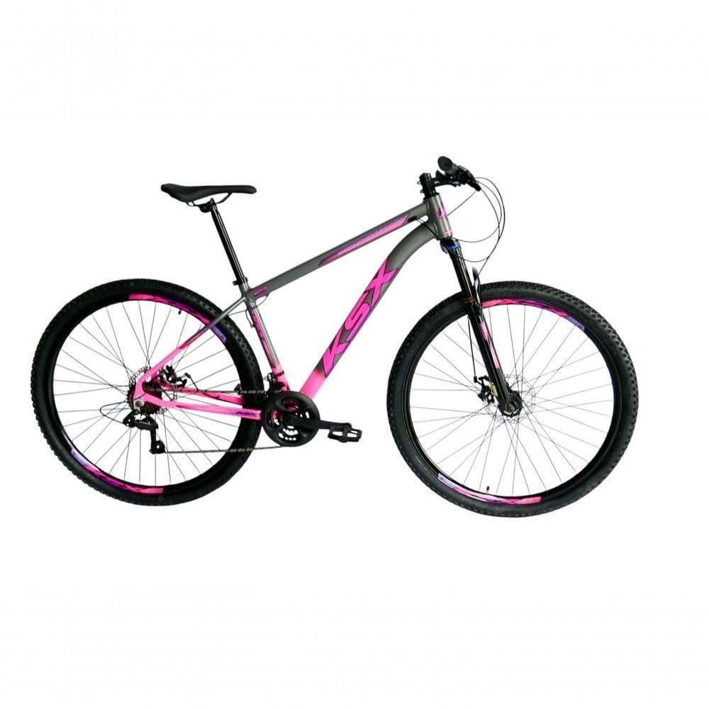 Bicicleta Aro 29 Ksx Sd7 21v Cabos Internos Alumínio Freios A Disco Garfo Suspensão Rosa Grafite Tamanho 15