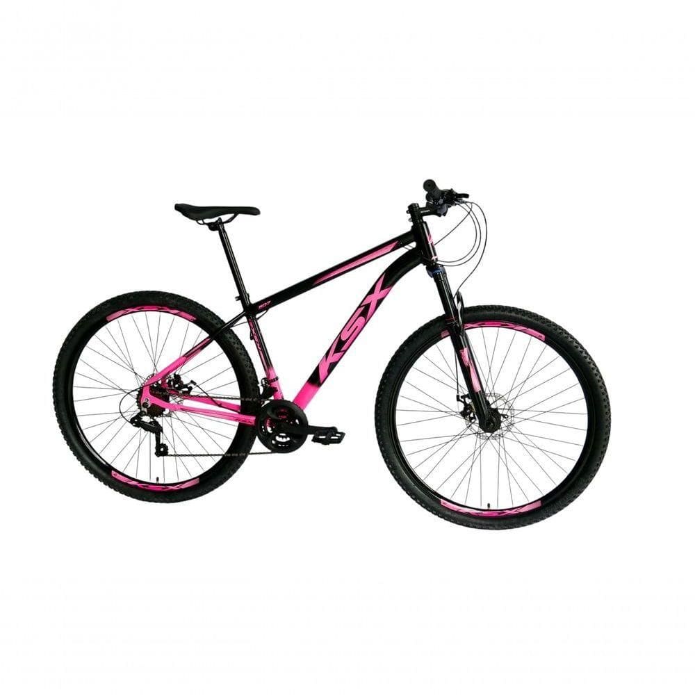 Bicicleta Aro 29 Ksx Sd7 21v Cabos Internos Alumínio Freios A Disco Garfo Suspensão Rosa Preto Tamanho 15