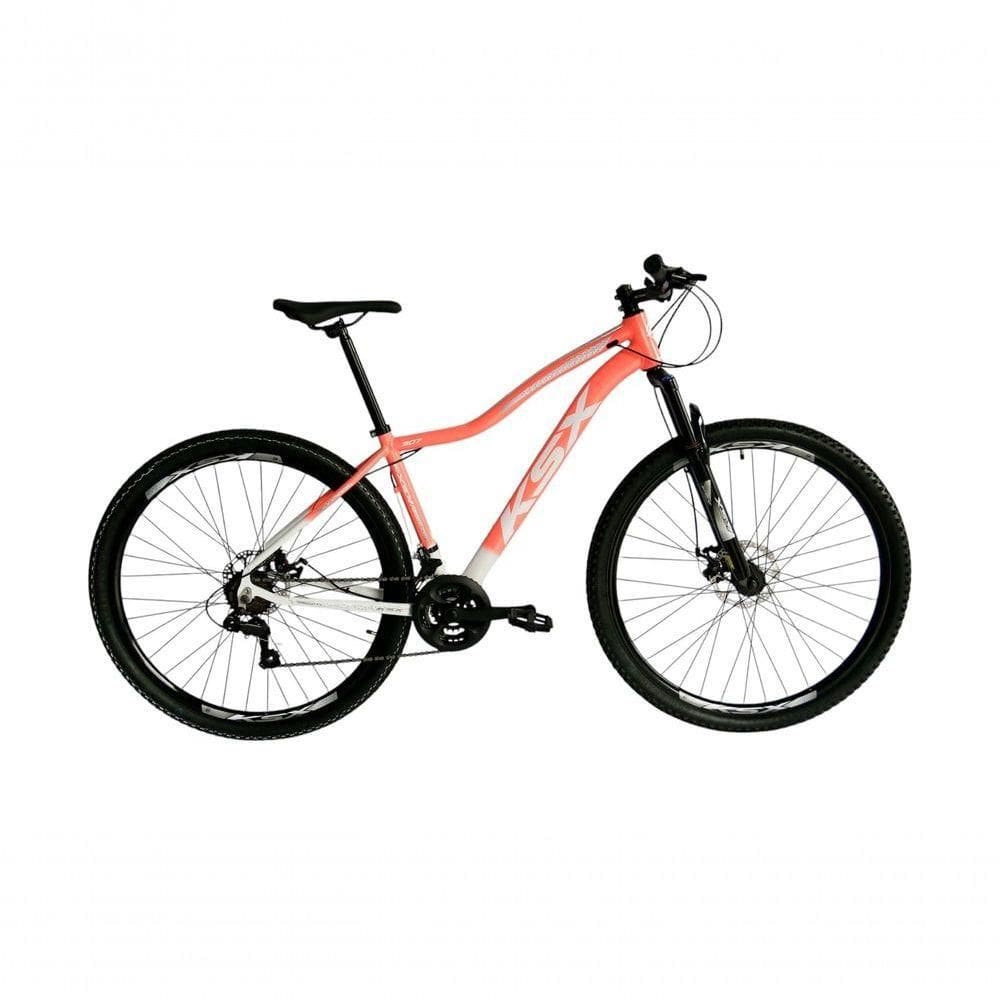 Bicicleta Aro 29 Ksx Sd7 Feminina 21v Cabos Internos Alumínio Freios A Disco Garfo Suspensão Laranja Branco Tamanho 15